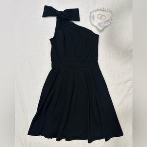 Women's Bow One Shoulder Dress with Pockets A-line Cocktail Party Dress